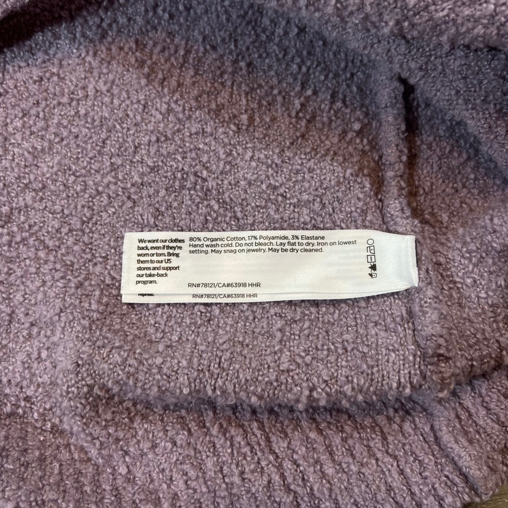 Eileen Fisher Organic‎ Cotton Bouclé Knit Sweater Lavender Relaxed Boxy Cozy L - Picture 6 of 6